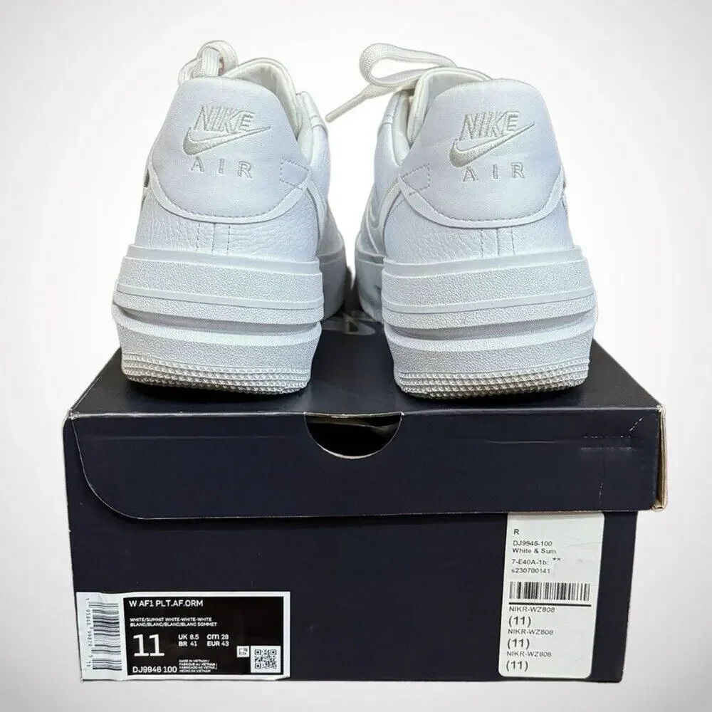 Nike Air Force 1 PLT.AF.ORM White Sneakers | Womens size 11 / EU 43 | w/ Box